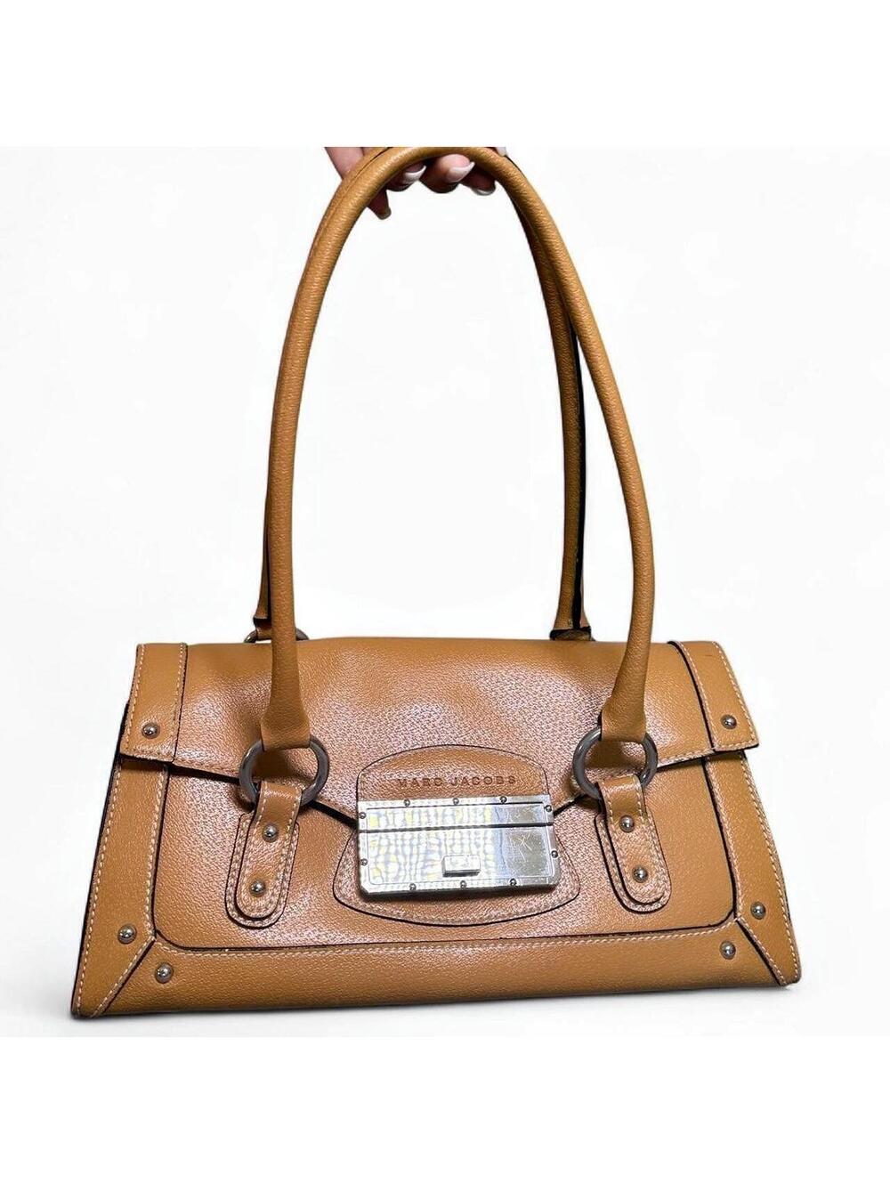 Vintage Marc Jacobs Y2K Camel Leather Studded Shoulder Bag